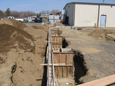 Commercial building foundation for concrete piers.